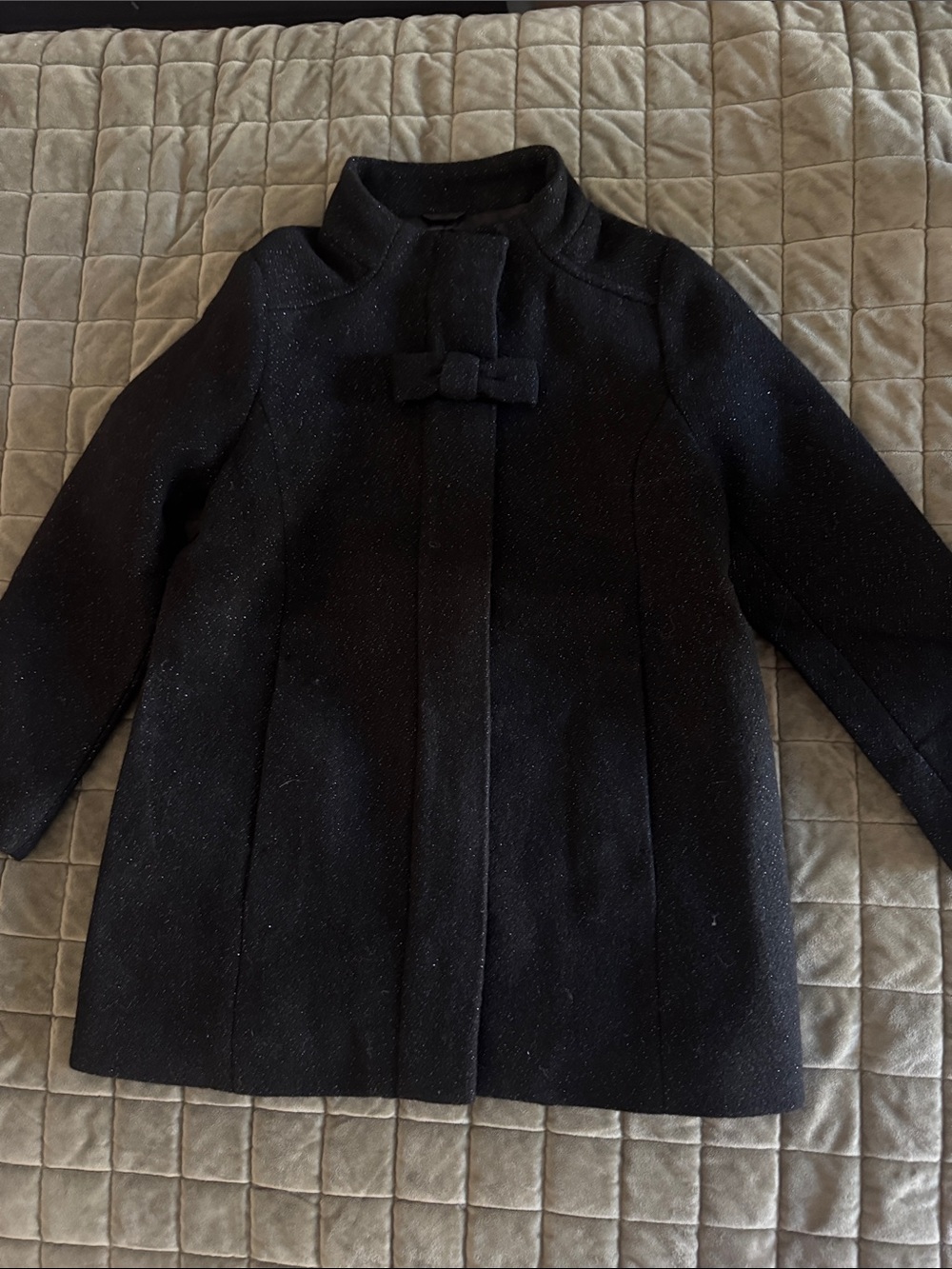 Crewcuts Black Bow-Front Peacoat